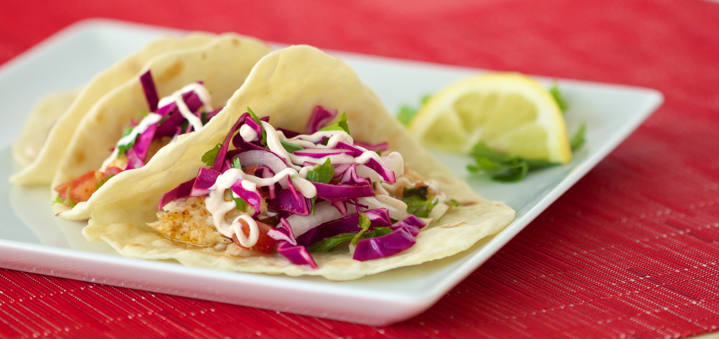 Fish Tacos with Red Cabbage Slaw — Land of Noms