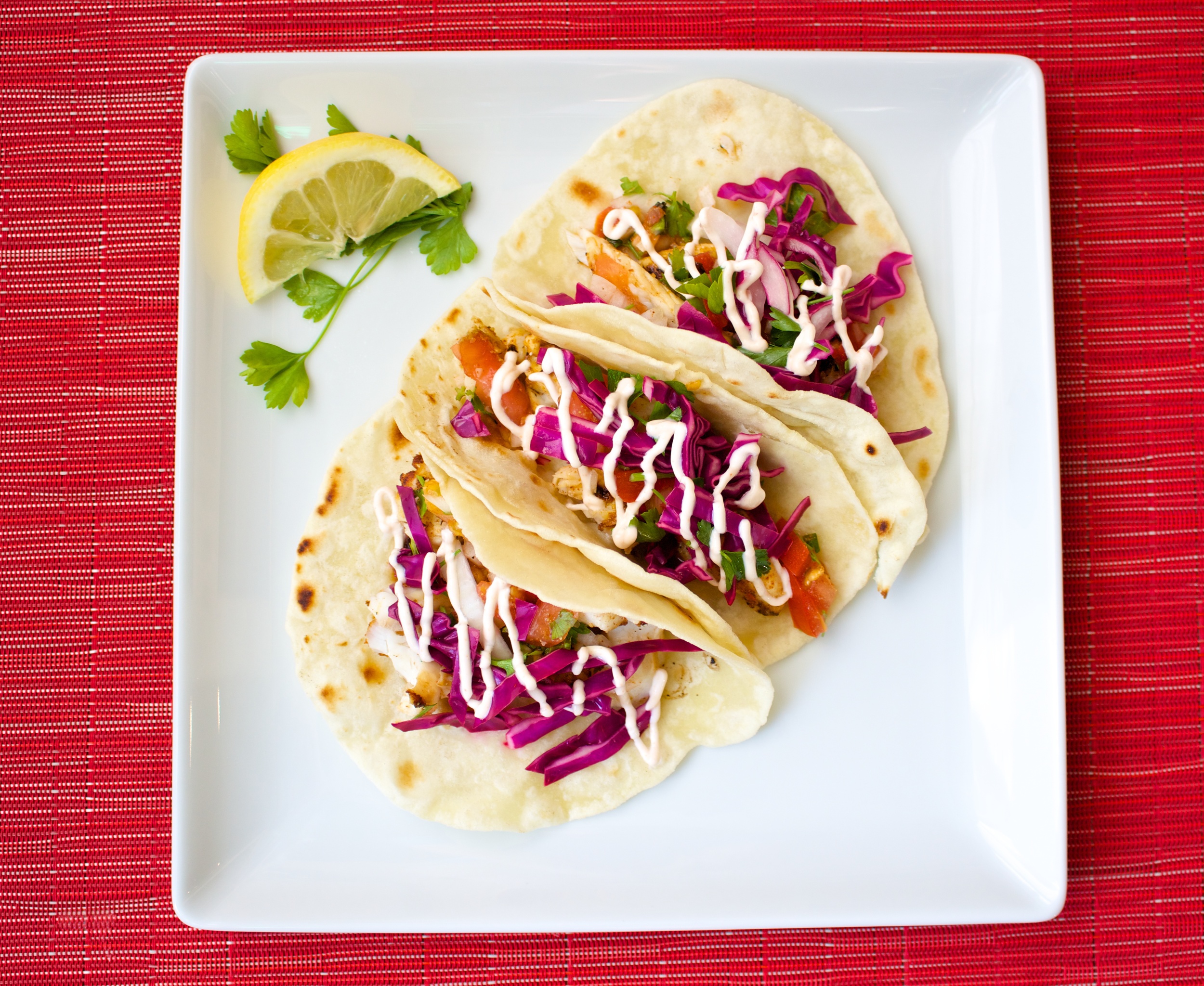 Fish Tacos with Red Cabbage Slaw — Land of Noms