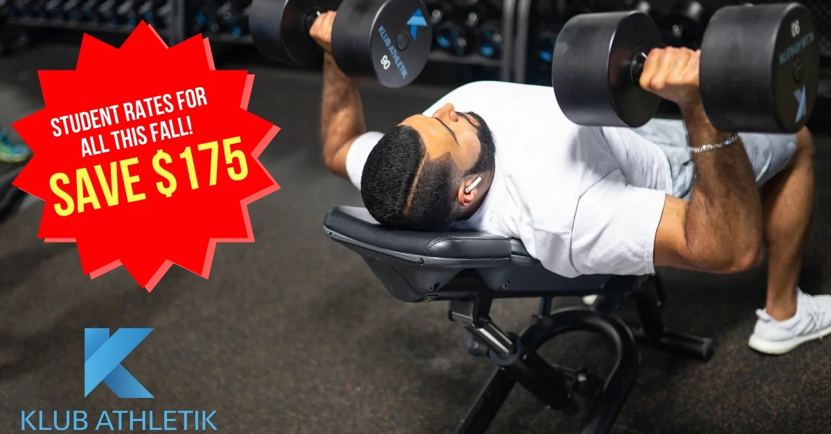 Fall into fitness with our back to school special! We're offering our student rate to EVERYONE! Save 175$ on your gym membership today! Come try one of our 80 classes or book a free personal training session, it's all included in your Klub 20 membership! RESERVE YOUR SPOT BELOW!