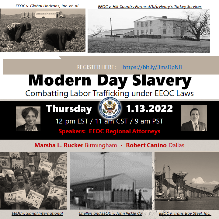 EEOC Free Webinar! "Modern Day Slavery: Combating Labor Trafficking under EEO Laws"