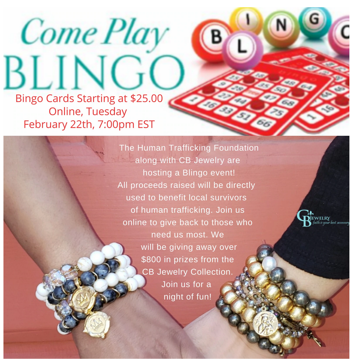 Zoom Blingo to benefit The Human Trafficking Foundation