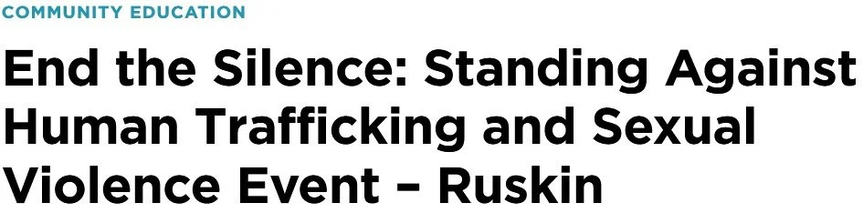 End The Silence:  Informative training with Selah Freedom &amp; the Crisis Center of Tampa Bay