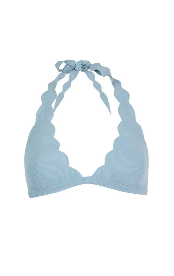 Blue Scalloped Swim Top