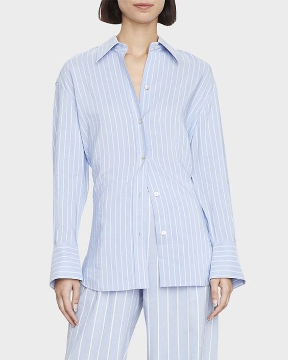 Blue and White Striped Shirt