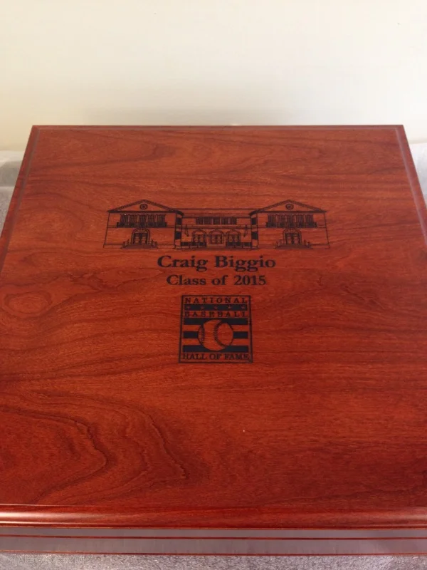 AArora ShowCase personalized Leadership Collection box for Baseball Hall of Fame inductee Craig Biggio, getting ready to be shipped from Cooperstown, New York.