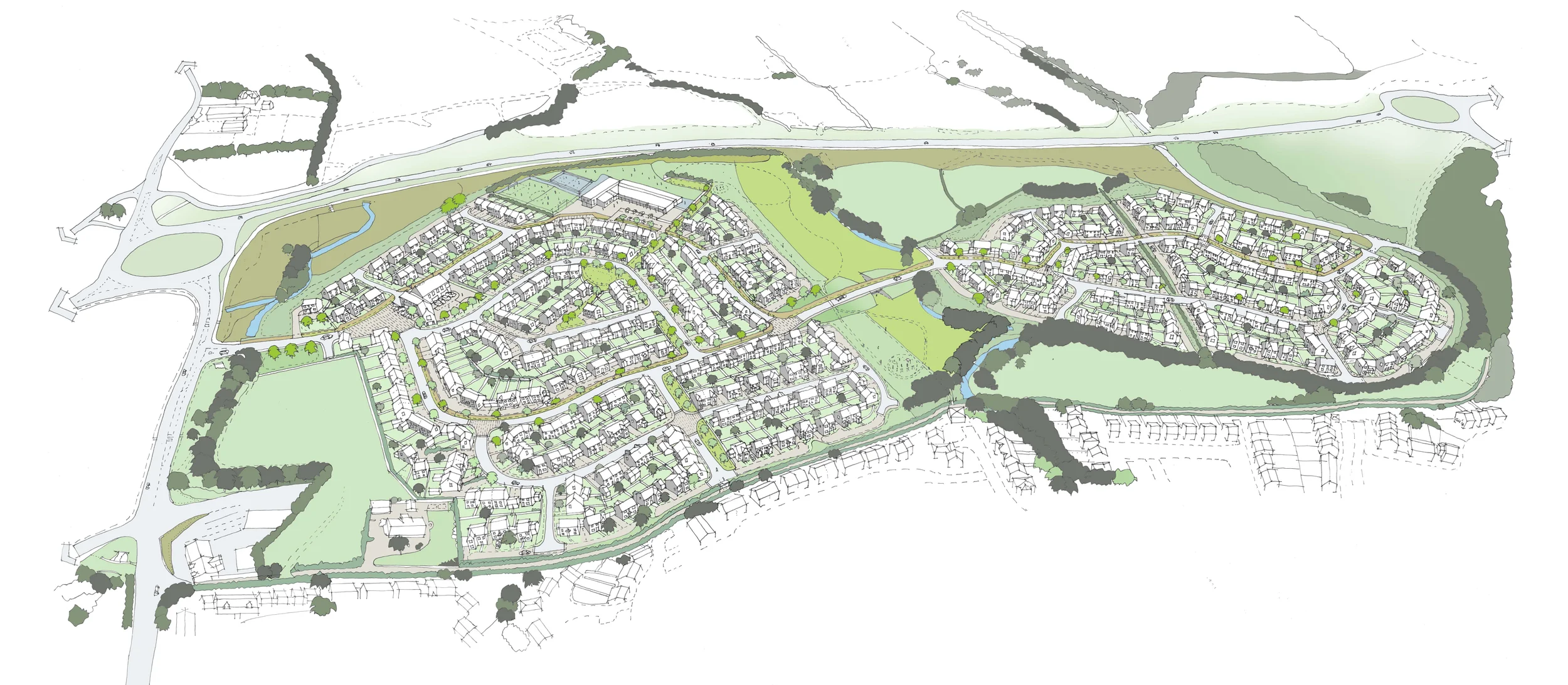 Aerial perspective of the proposed development