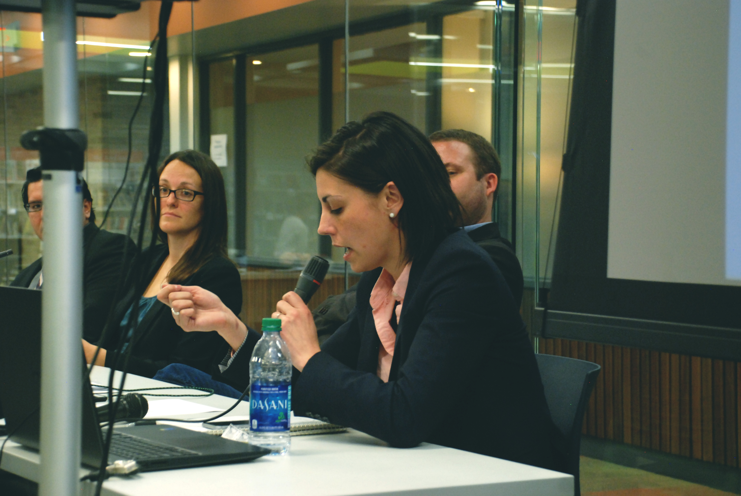 Christine Nannicelli answers a question during the Q&A session