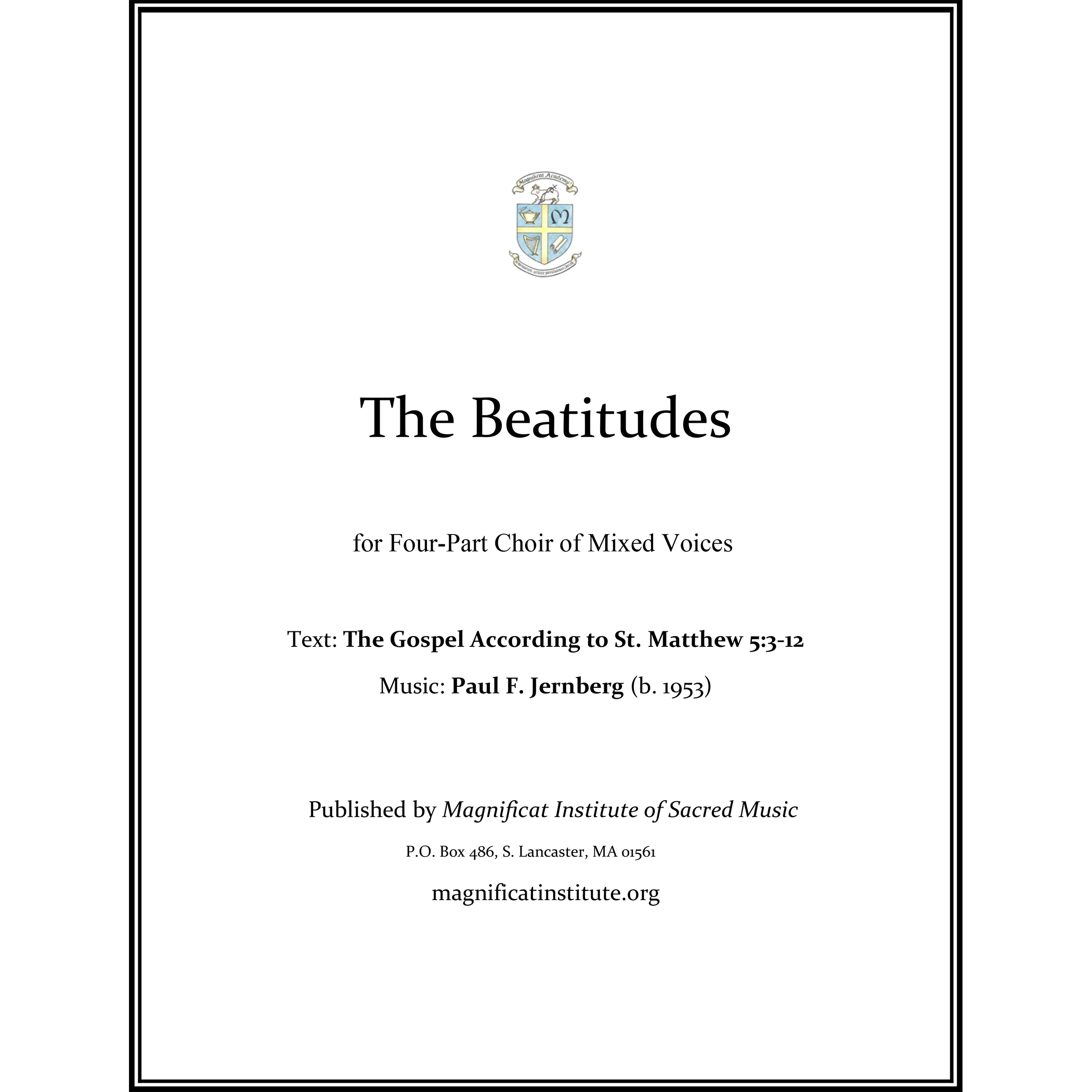 The Beatitudes Score — PAUL JERNBERG