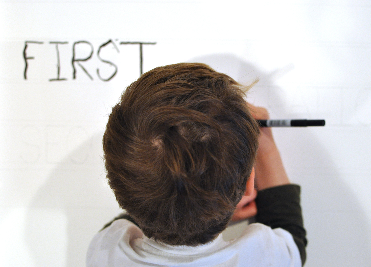 The original concept had my son writing the generational headlines. He's still learning. 