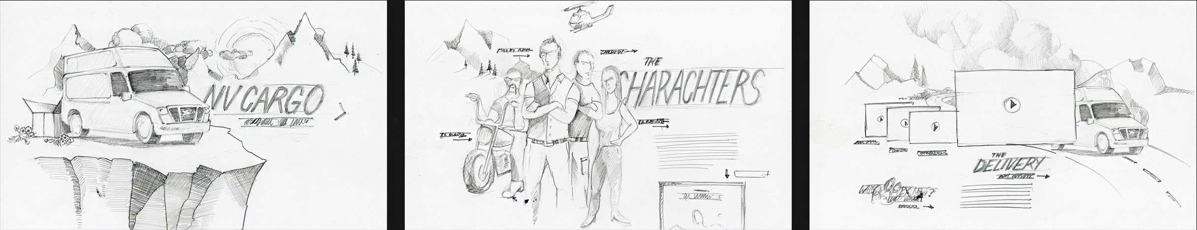 Landing page concept sketches