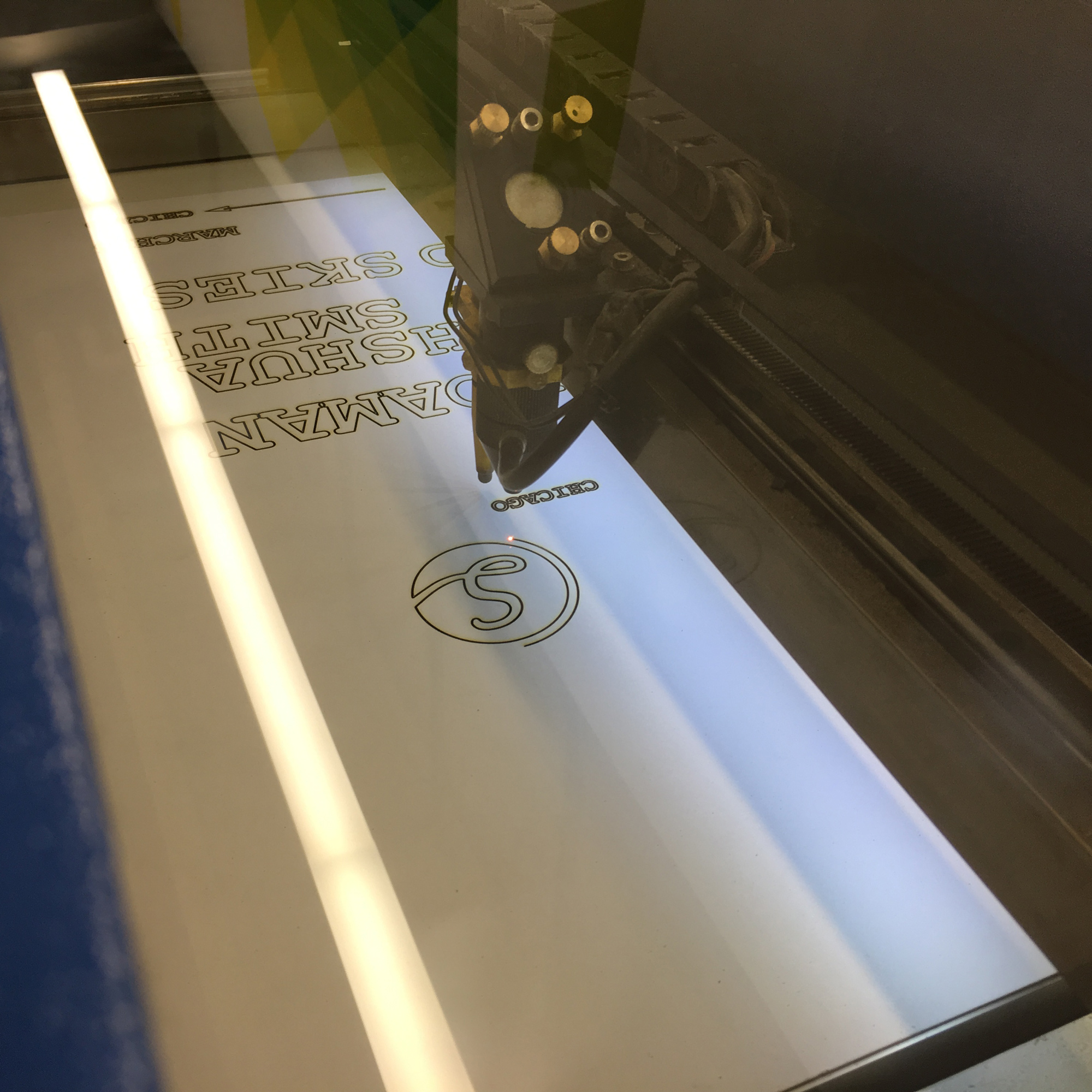 Laster cutting the design.