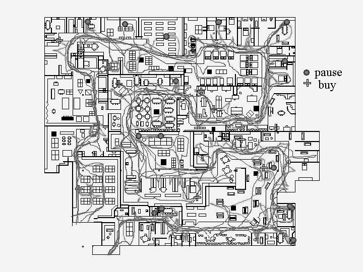 Bir IKEA kat planı ve müşterilerin hareketleri. Normal bir dükkanın aksine, burada hemen herkes aynı yönde, aynı yolu takip ediyor ve önündeki insanların neye ilgi gösterdiklerini görüyor. 