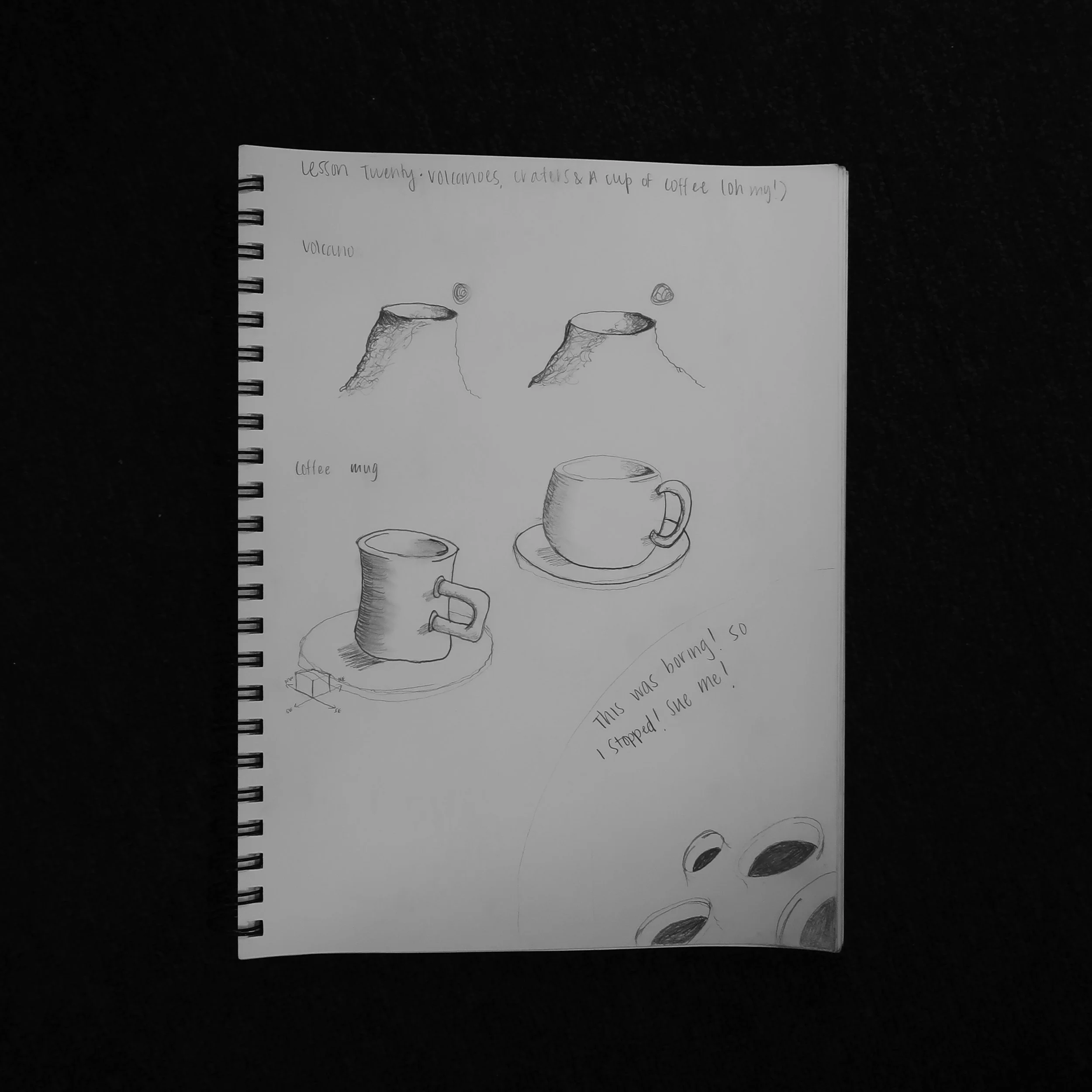 My friend told me that Picasso drew a coffee cup every morning to warm up. I liked my little round cup! I did NOT like drawing those holes.