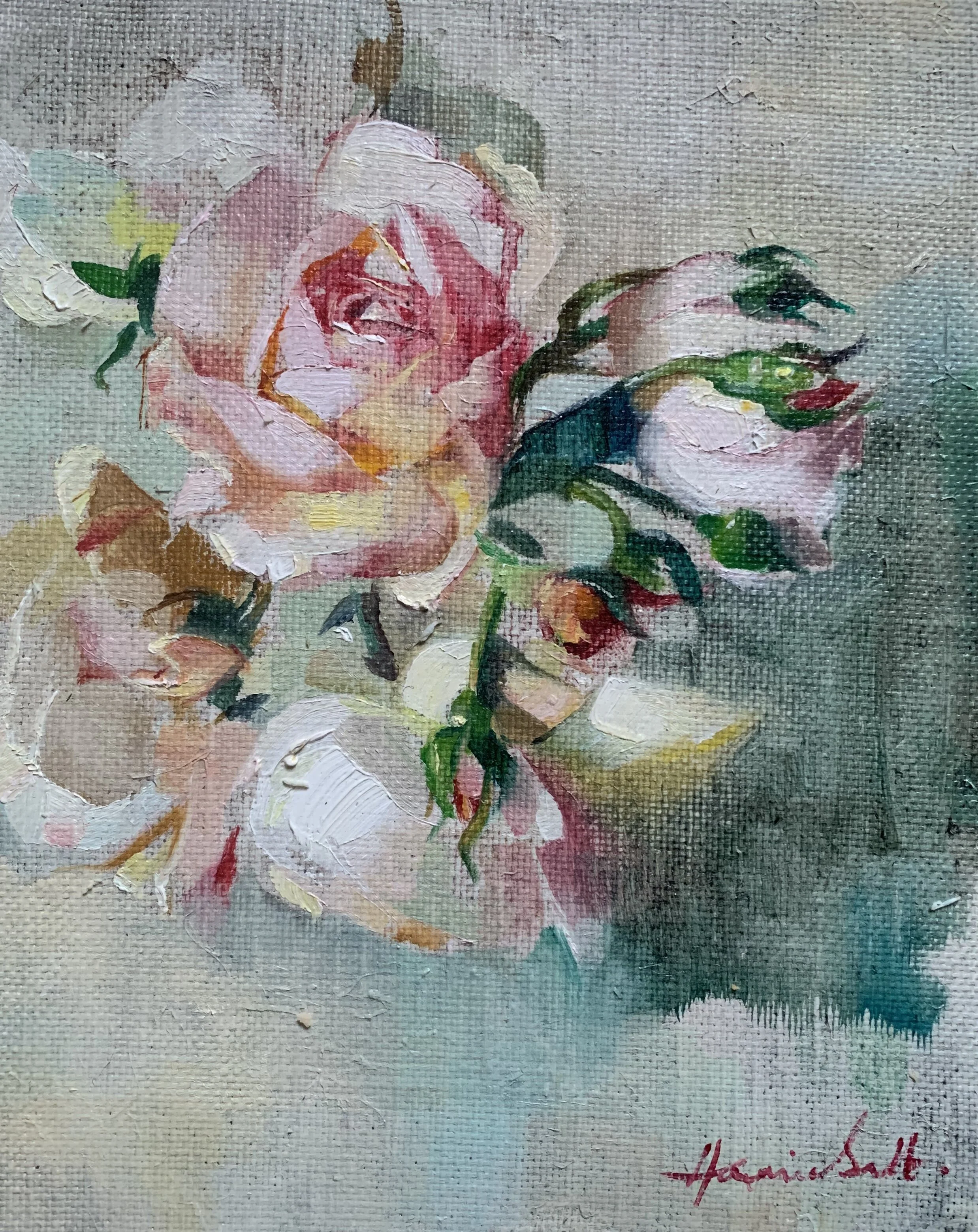 Morning Light on the Table Roses. (FRAMED)