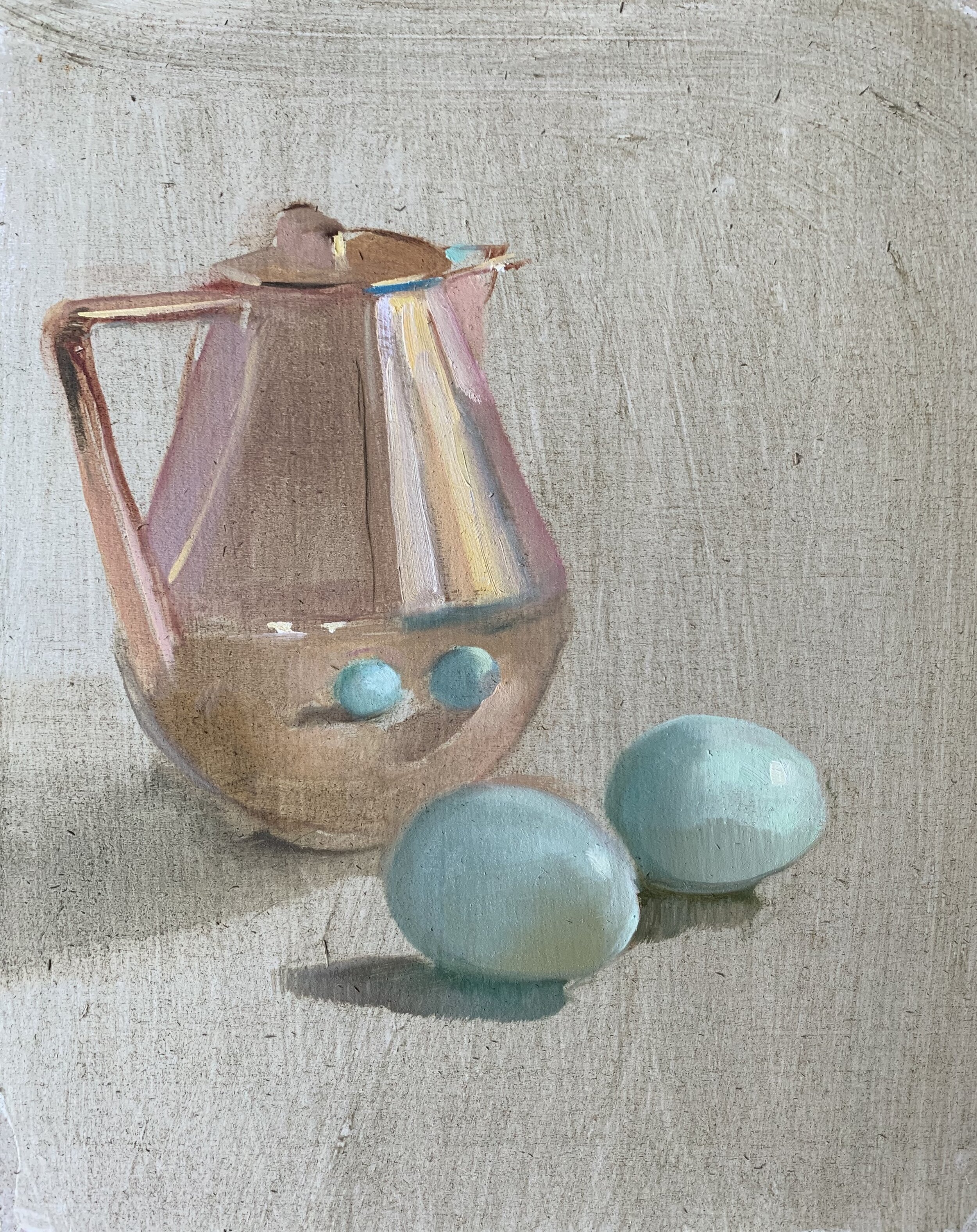 Eggs Reflected in the Rose Teapot.