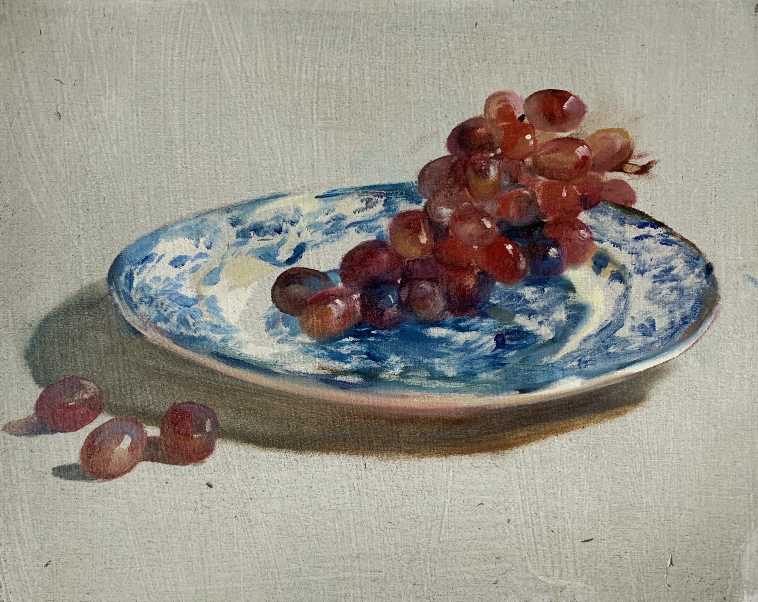 The Blue and White Plates with Grapes.