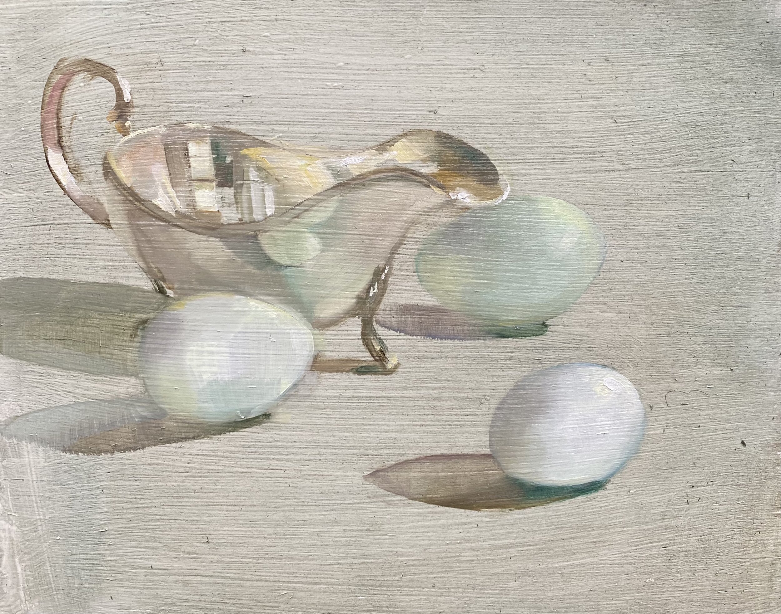 Eggs Reflected in the Silver Jug