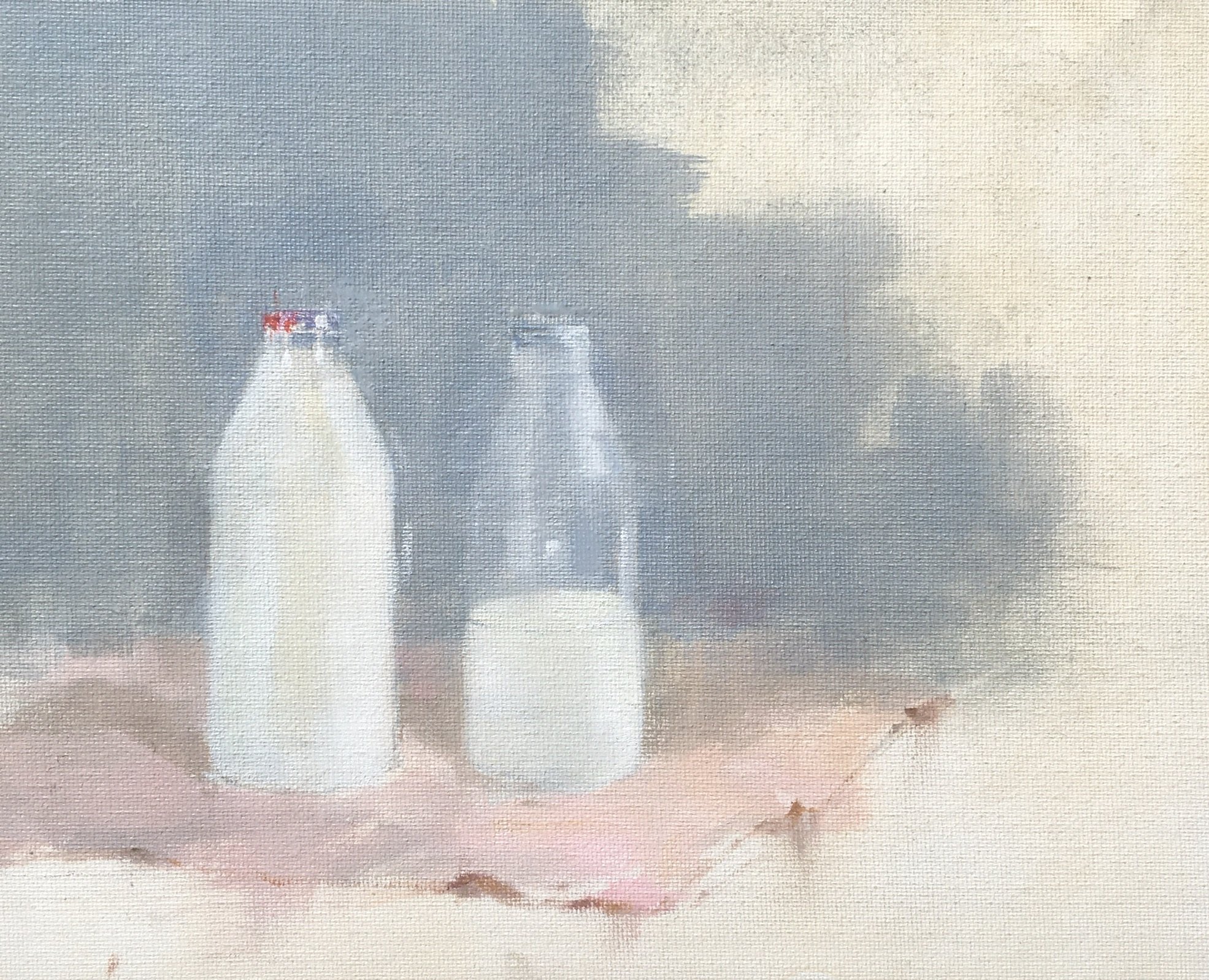 Semi-Skimmed on a Pink Cloth.