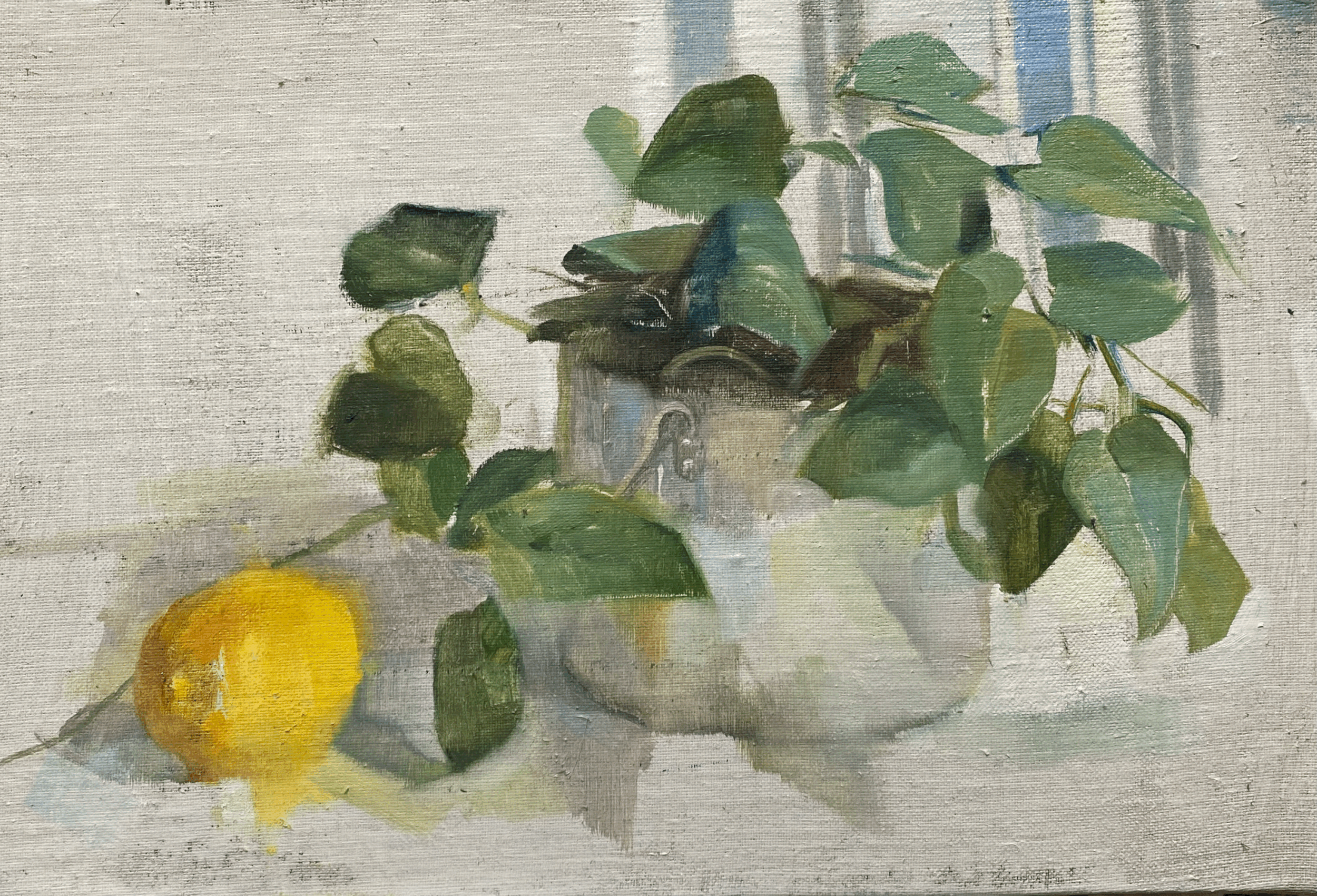 The Lemon and Stripped Background.