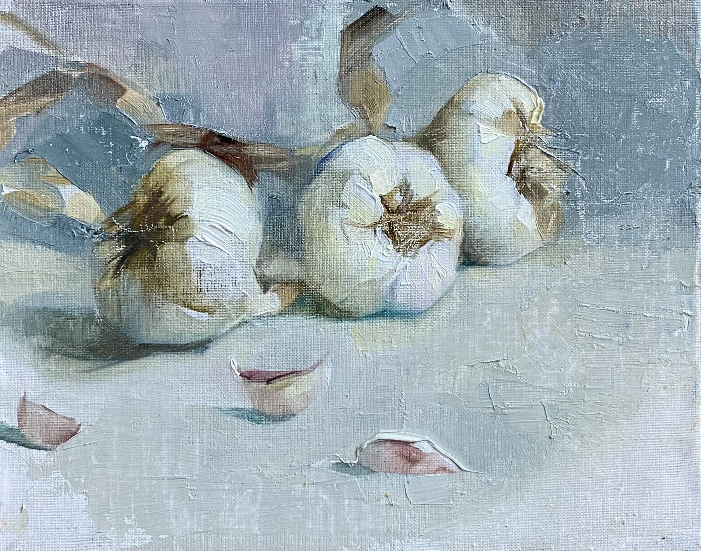 Garlic on Grey.