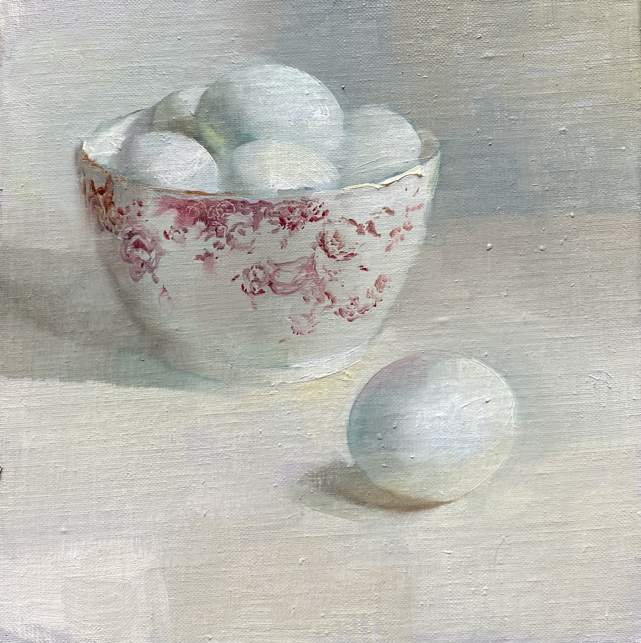 Eggs in the Painted Pink Pot.