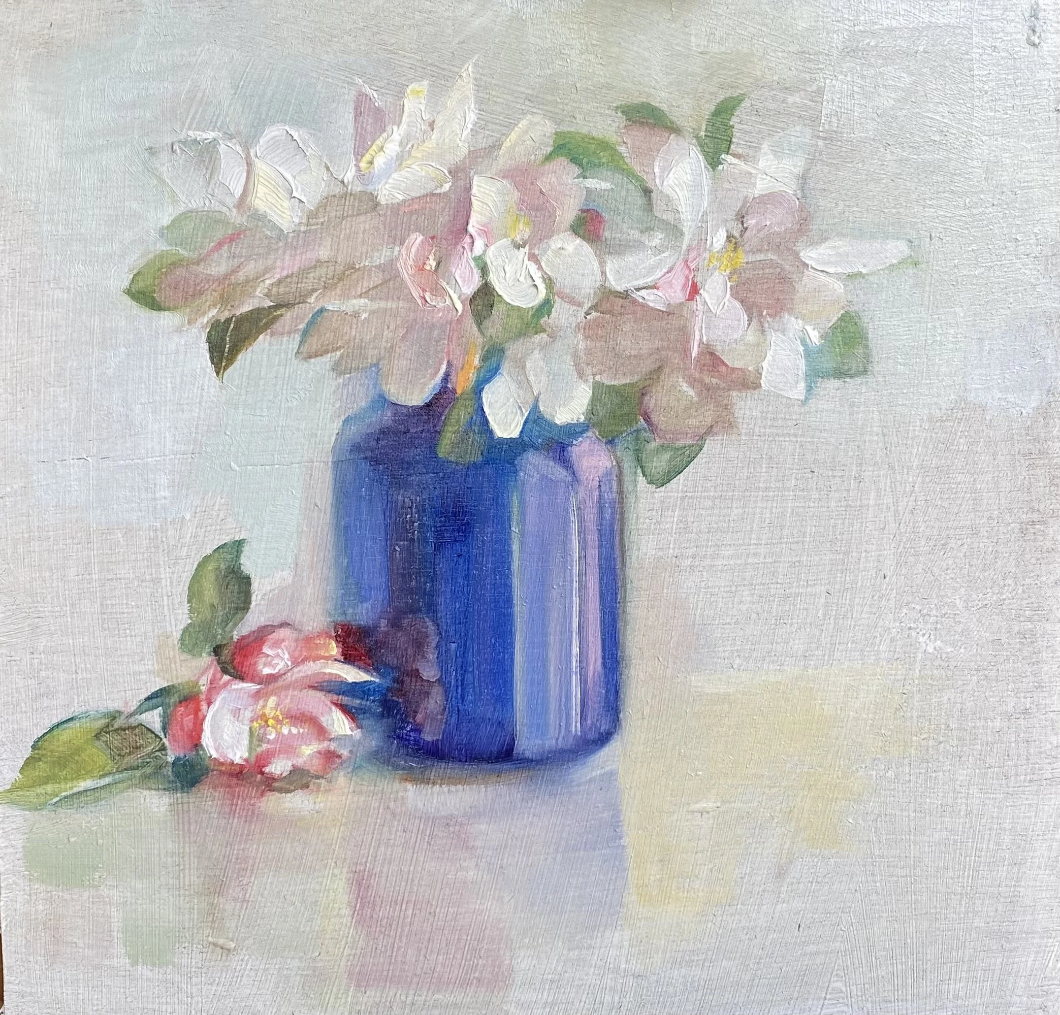Apple Blossom in the Blue Glass Vase.