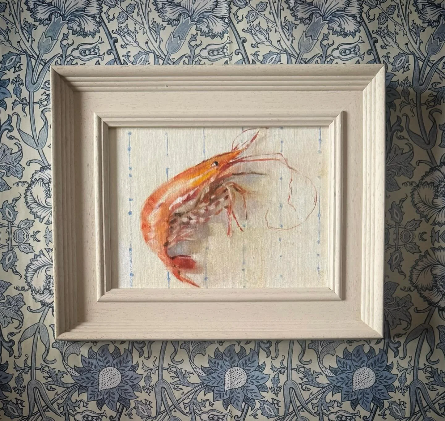 One fat Prawn.
By Jeffy.
Oil on linen Board 
9.5 x 7 inches. 
Link in bio.

#prawn #seafoodpainting #kichenart #contemporary_art #🦐