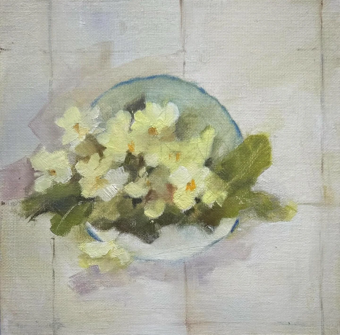 A clump in a Bowl
By Jeffy
Oil on canvas Board
8 x 8 inches. 
Link in bio

#contemporaryfineart #primrose #gardenflower #art #presentideas