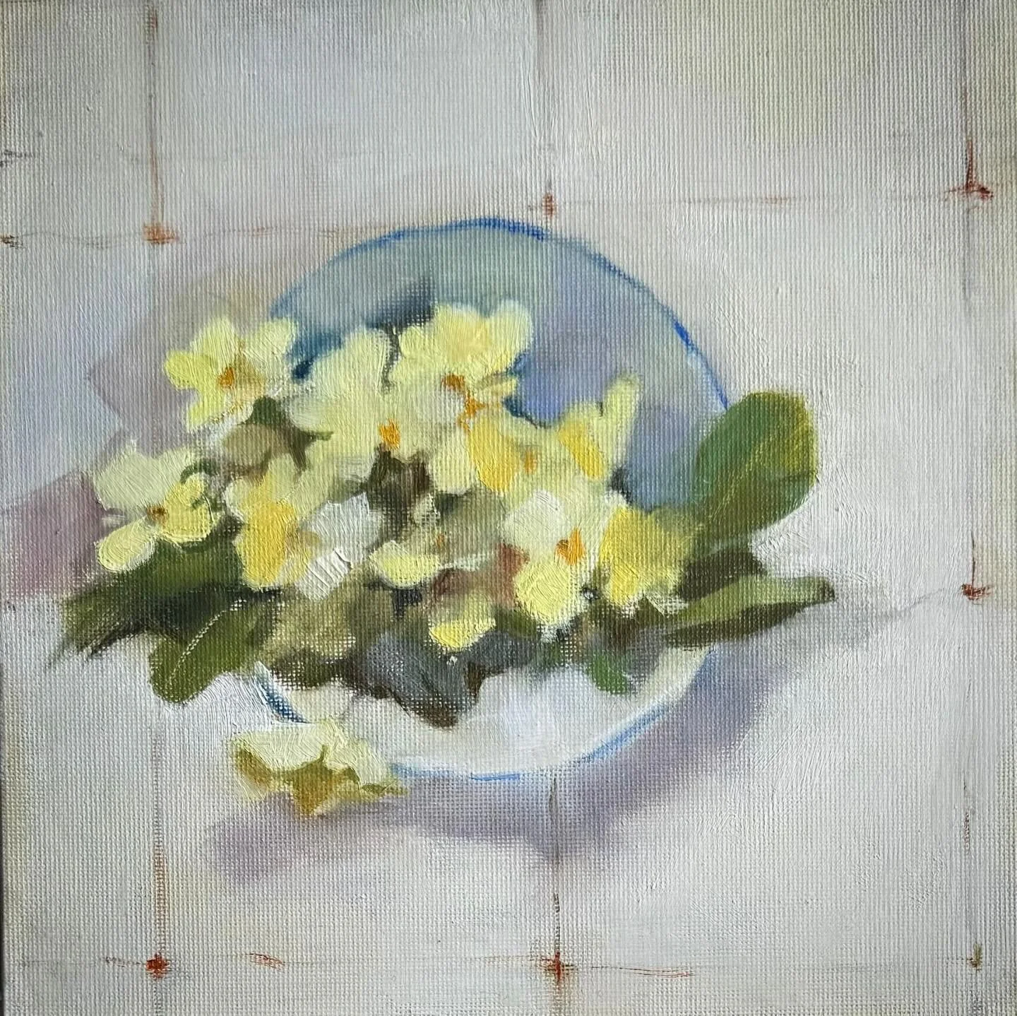 Jeffy&rsquo;s Primroses reworked!! 

A clump in a Bowl
By Jeffy
Oil on canvas Board
8 x 8 inches. &pound;160.
Link in bio

#primrose #springflowers #contemporaryfineart #buyart