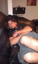 Much needed sleep, after killing it all day on the drums.