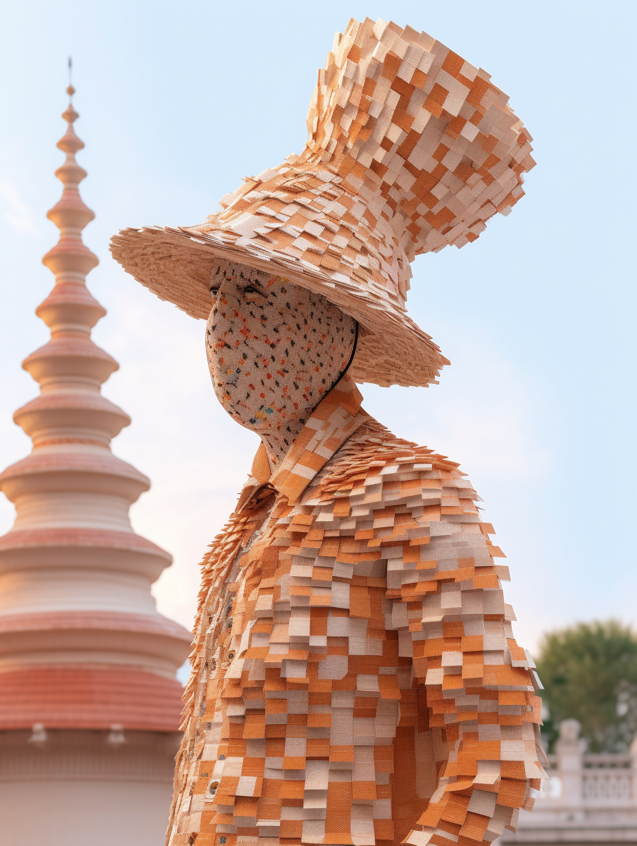 Grit_a_modern_man_is_wearing_a_hat_made_of_papier_mache_in_the__8c5d7338-a522-4b19-b783-4f6fb2064480.png