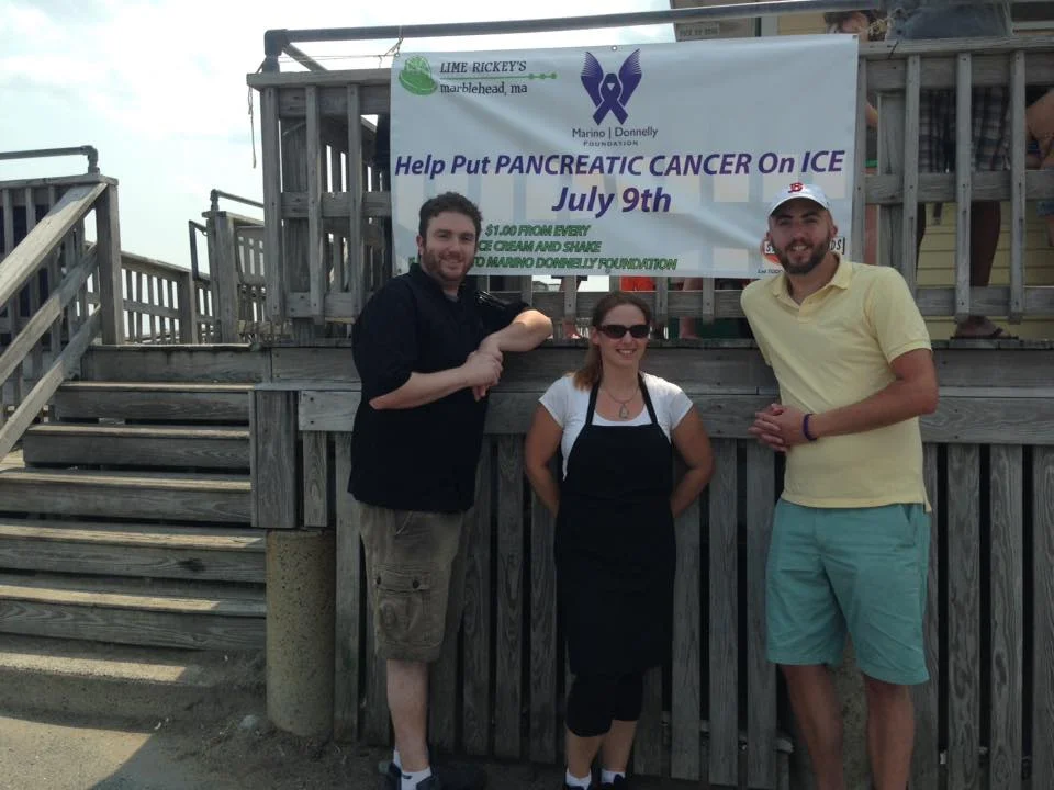 Co-founder Joe Marino (right), with his brother, Anthony Marino (left), co-owner of Lime Rickey's, and Anthony's co-owner and girlfriend, Torie Farnsworth (center).