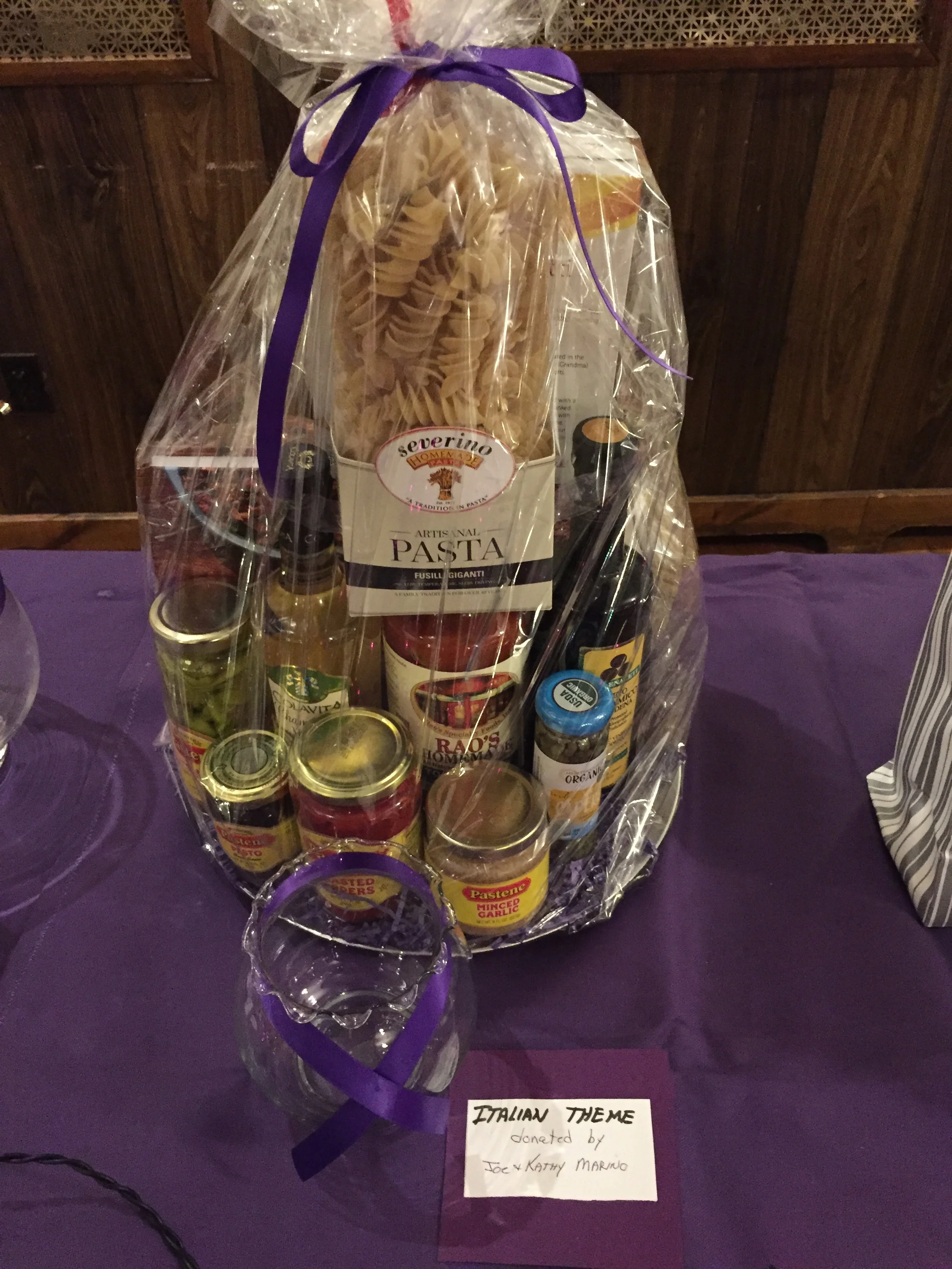 The Italian basket generously donated as a raffle prize by Joe's parents, Joe Sr. and Kathy Marino. 