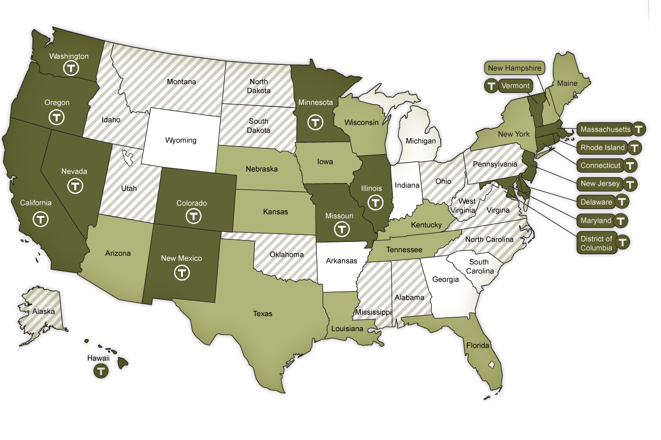 Diagonal lines: States where hate crime laws don't apply to LGBT