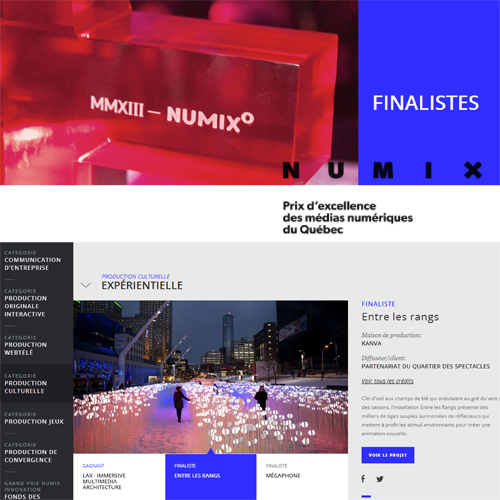 NUMIX 2014 - Finaliste Production Expérience Culturelle: Entre les rangs