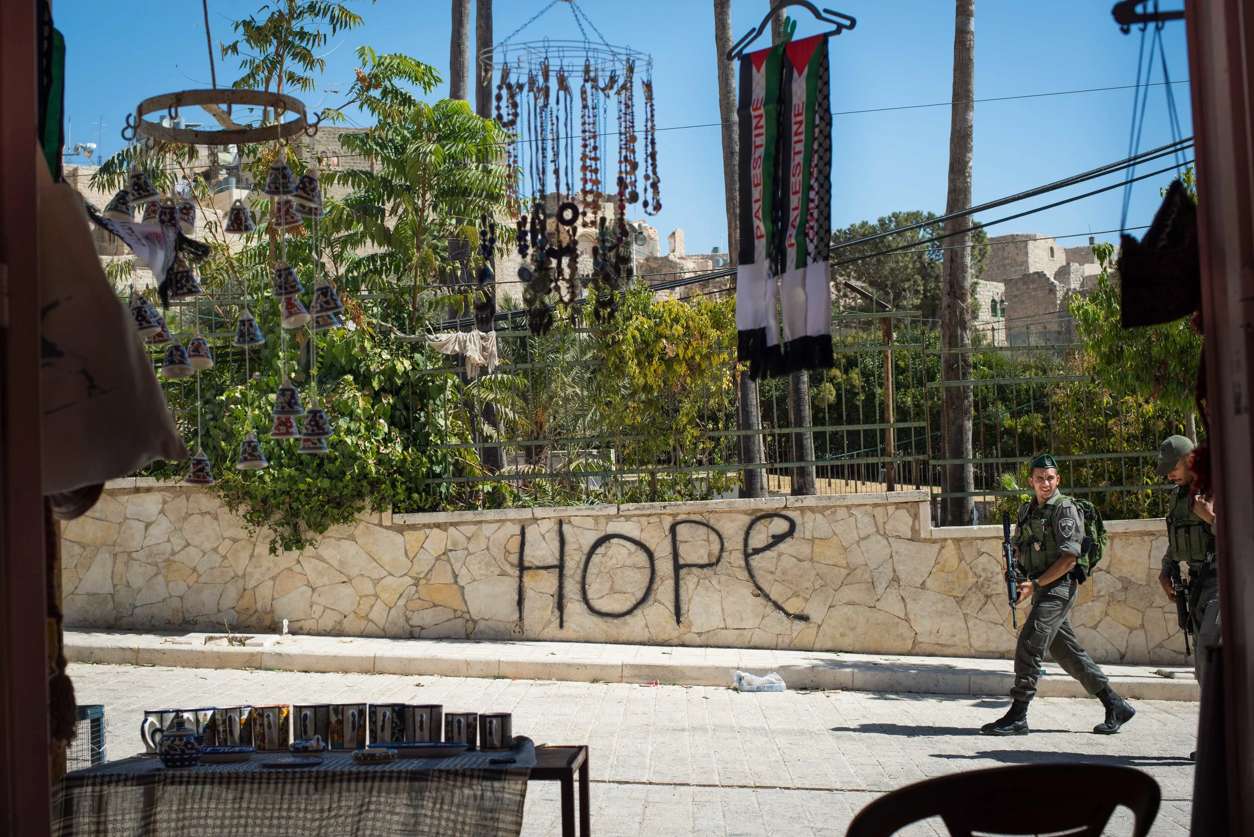 Palestinian shopkeeper's daily view, Hebron, West Bank, Palestine. ©2016