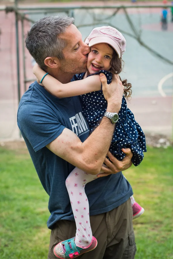 Arbel with his daughter. Ein-HaShofet, Israel