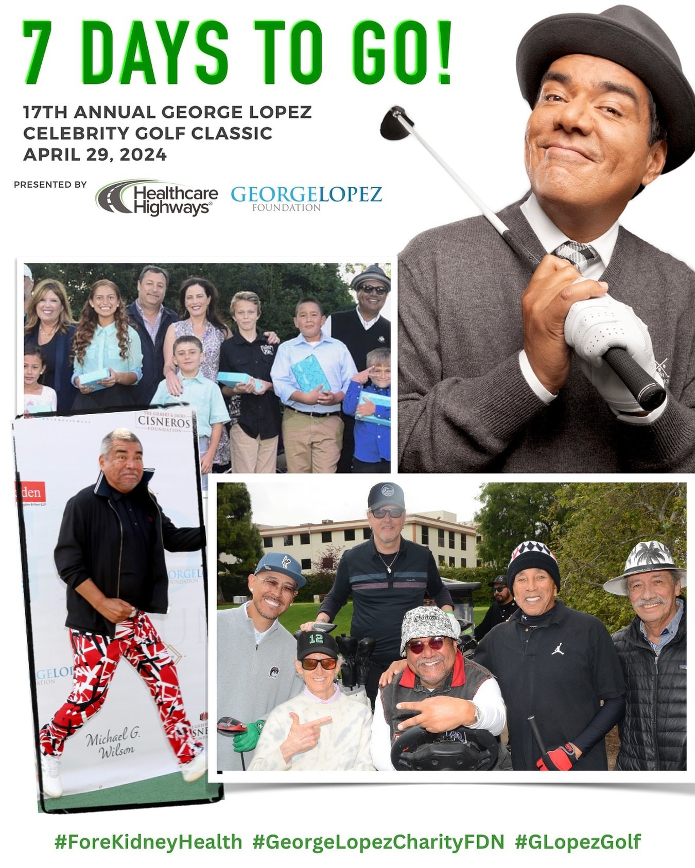 The 17th Annual George Lopez Celebrity Golf Classic is just a week away! We cannot wait for another chance to spend time with amazing people for a great cause!

Special thanks to our Title Sponsor Healthcare Highways and Board Members Stacey and Larr