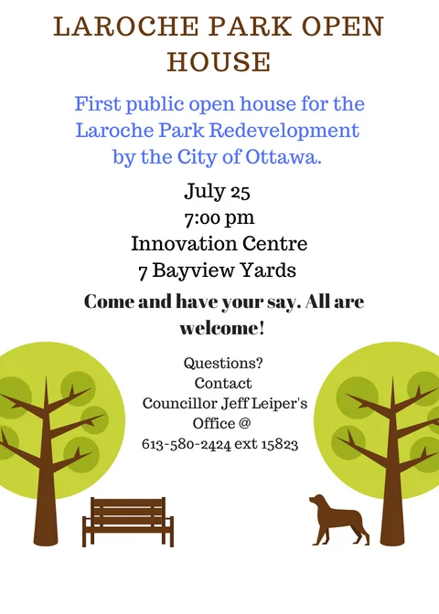 Laroche Park redevelopment Open House on July 25th, 2018 
