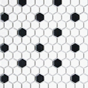 Hex White with Black Dots 1 x 1
