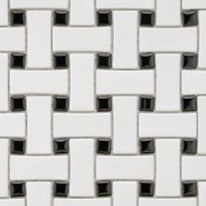 Basketweave White with Black Dots
