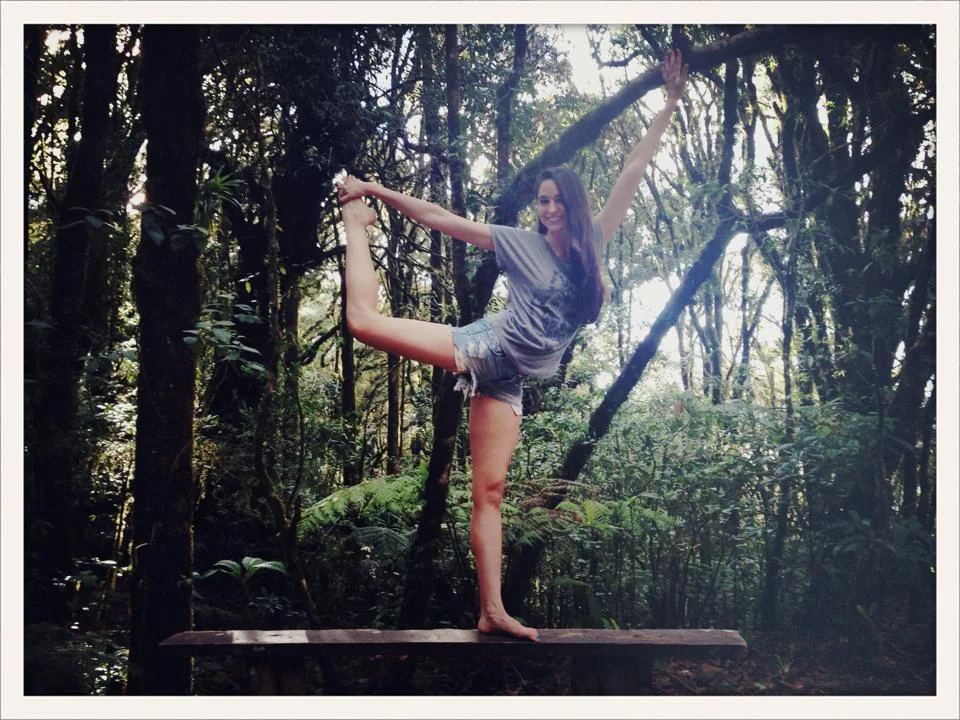 the real reason i did barre: for photo opps in exotic locations (La Tigra National Rainforest, Honduras)