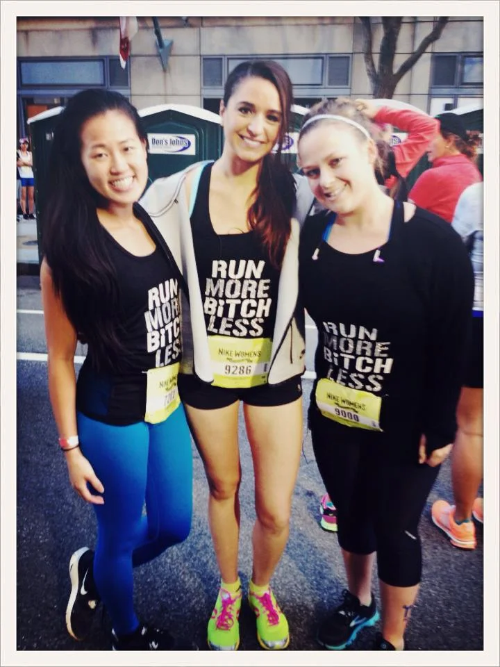 in a portapotty line??? use that time for a pre-race photo-opp with attractive backgrounds. 
