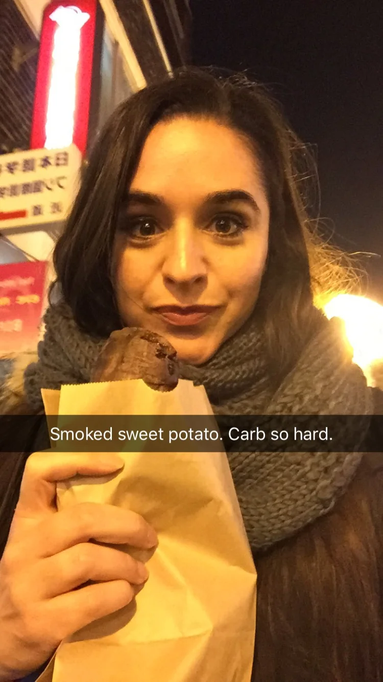 found a random half a sweet potato on a street. first & last time to ever see a sweet potato cart in my life.
