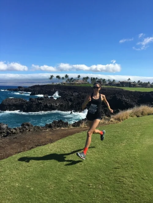 end of the run by the ocean = reward for those hot lava rock miles