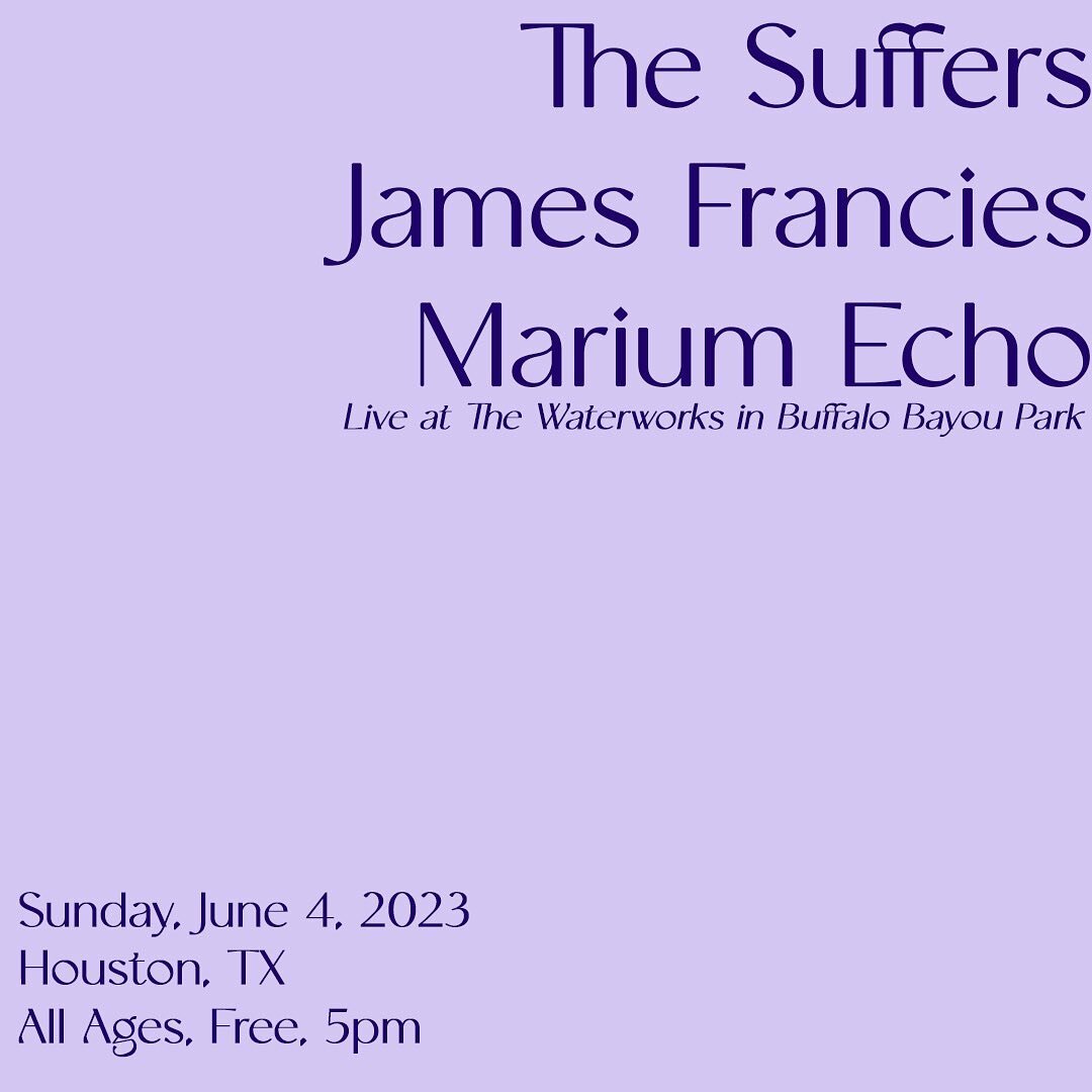 The rain forced all three of acts to reschedule our shows to June 4th at @buffalobayou Water works.That means y&rsquo;all have a little bit more time to prepare for what is sure to be a magical evening. 😏☀️ The night will feature us, @jamesfrancies8