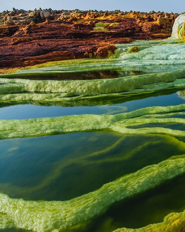 At the northern end of the Afar depression lies a cinder-cone volcano called Dallol.  In the Cushtic Afari language, Dallol roughly translates to &lsquo;disintegration&rsquo; which is the word the Afari use to describe the acidic ponds created from t