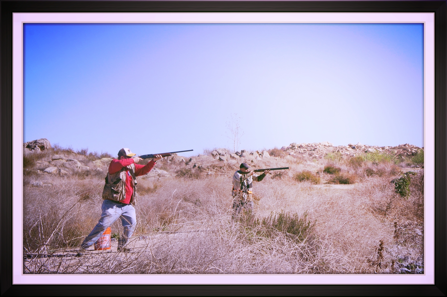 My Dad and I Target Shooting Clay Pigeons after a Quail Hunt in Riverside California 2011