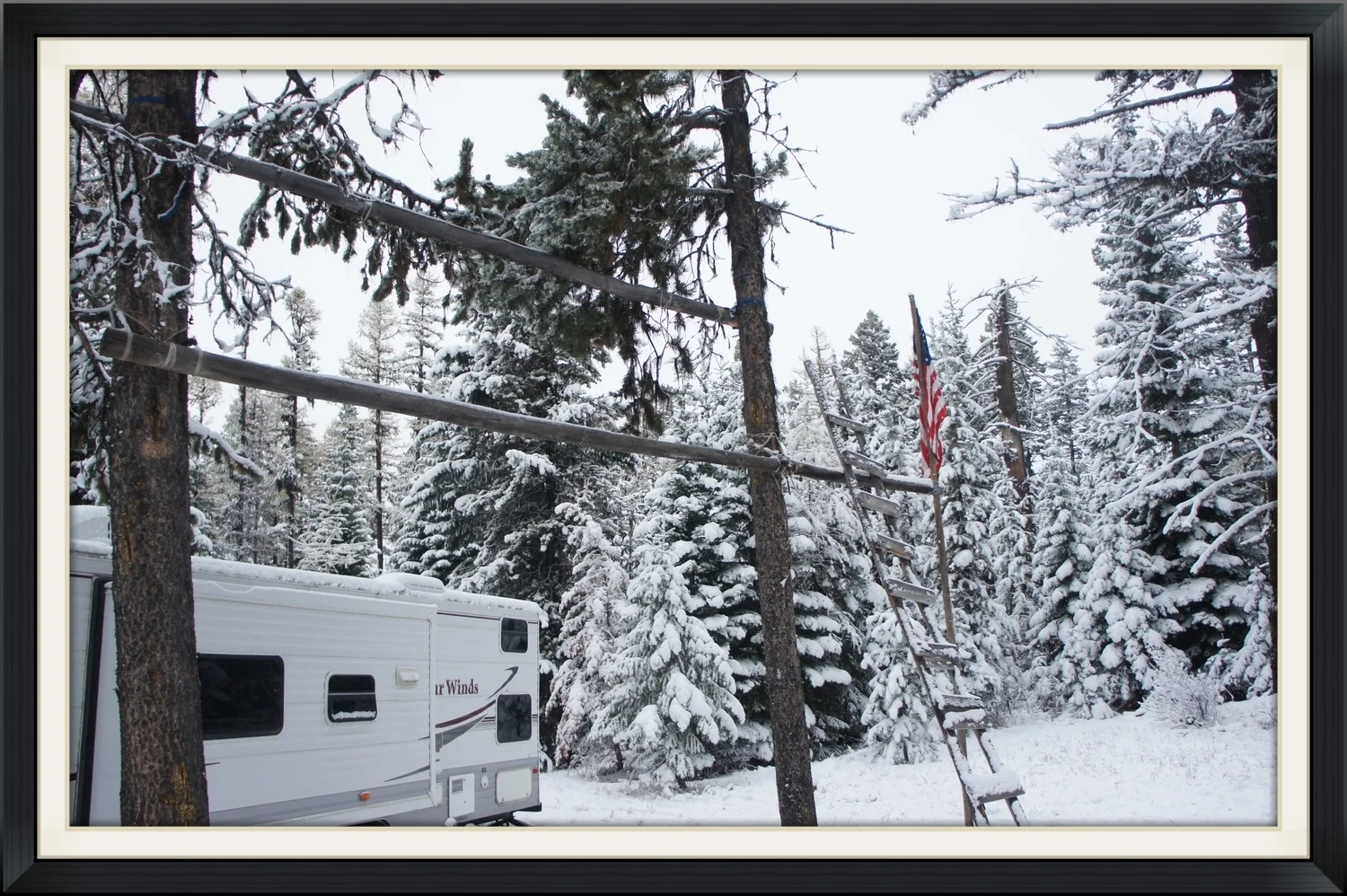 An empty meat pole in Oregon.