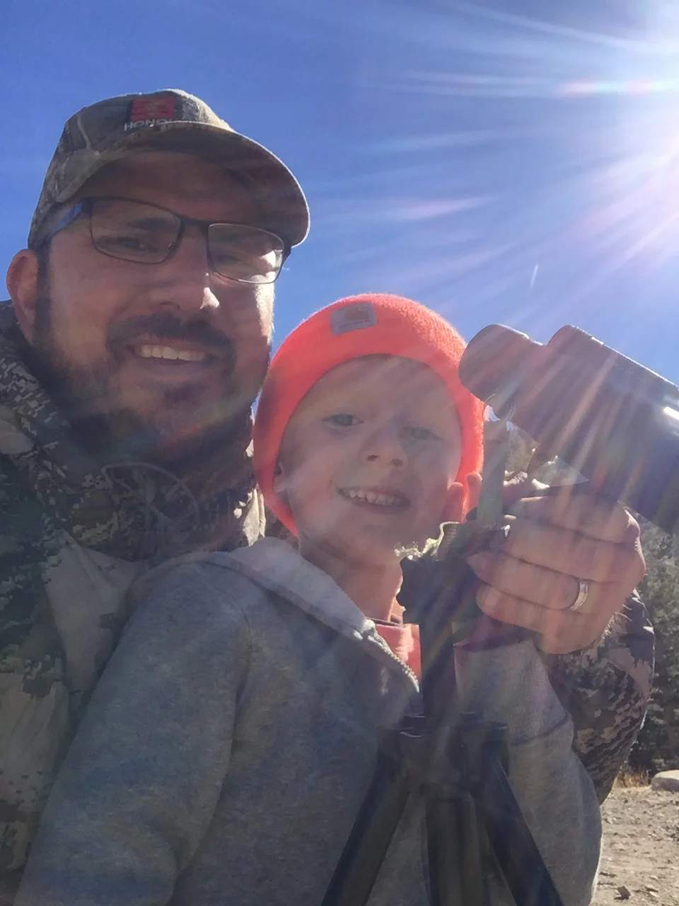 Me and my oldest son on his first hunting trip.